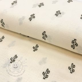 Double gauze/musselin EMBROIDERY Cactus SIMPLY NATURAL