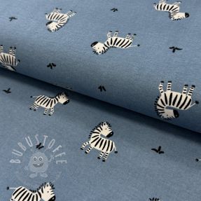 Baumwollstoff FLANNEL Zebras blue