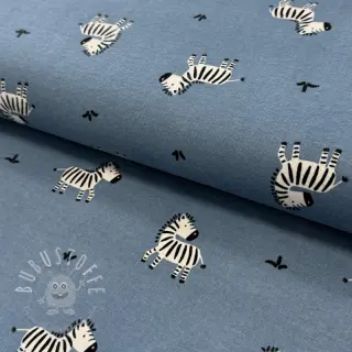 Baumwollstoff FLANNEL Zebras blue