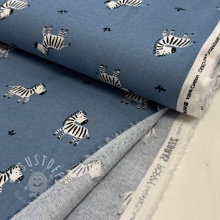 Baumwollstoff FLANNEL Zebras blue