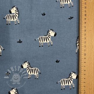 Baumwollstoff FLANNEL Zebras blue