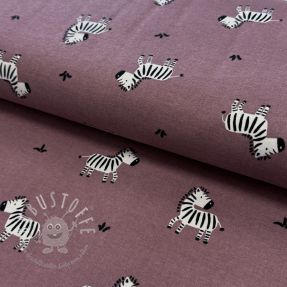 Baumwollstoff FLANNEL Zebras mauve