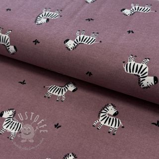 Baumwollstoff FLANNEL Zebras mauve