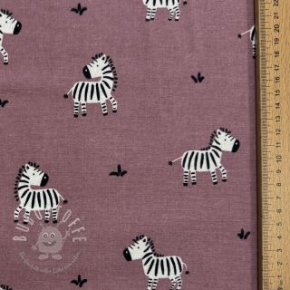 Baumwollstoff FLANNEL Zebras mauve