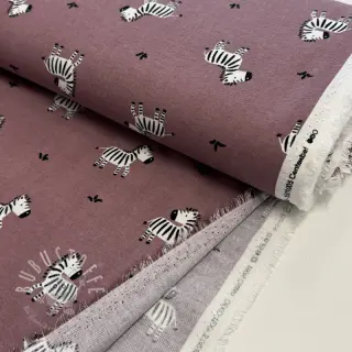 Baumwollstoff FLANNEL Zebras mauve