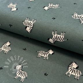 Baumwollstoff FLANNEL Zebras green