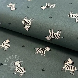 Baumwollstoff FLANNEL Zebras green