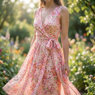 Viskosestoff SATIN Dots digital print