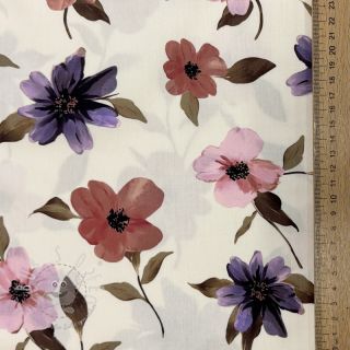 Baumwollstoff VISCOSE Flowers offwhite digital print