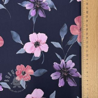 Baumwollstoff VISCOSE Flowers navy digital print