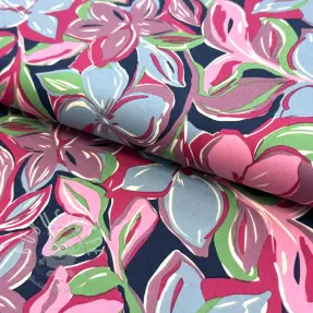 Baumwollstoff VISCOSE Flowers green