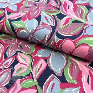 Baumwollstoff VISCOSE Flowers green