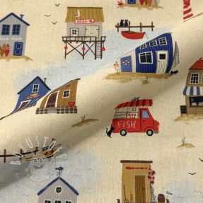 Dekostoff Village Harbour Life digital print