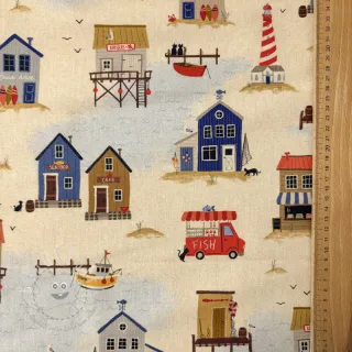 Dekostoff Village Harbour Life digital print