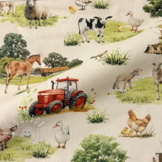 Dekostoff Cosy Farm Animals digital print