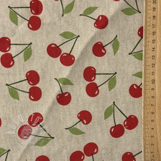 Dekostoff Linenlook premium Cherry Happy Joy