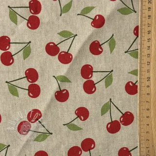 Dekostoff Linenlook premium Cherry Happy Joy