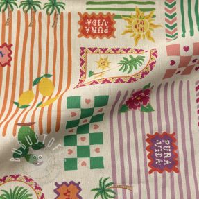 Dekostoff Linenlook Pura Vida Patch digital print