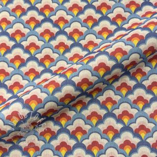 Dekostoff Linenlook Graphic Flower Scale digital print