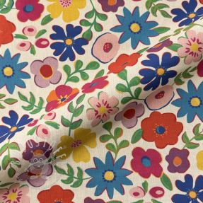 Dekostoff Linenlook Flower Fiesta Field digital print