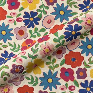 Dekostoff Linenlook Flower Fiesta Field digital print