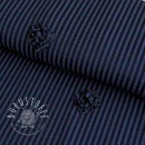 Viskosestoff YARN DYED Stripes and flowers navy