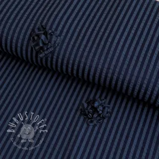 Viskosestoff YARN DYED Stripes and flowers navy