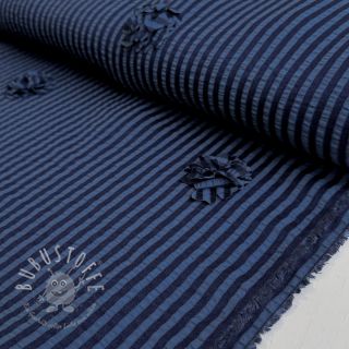 Viskosestoff YARN DYED Stripes and flowers navy