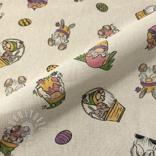 Dekostoff Linenlook Tomte Easter Egg digital print