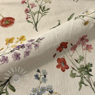 Dekostoff Linenlook Delicate Floral Field digital print