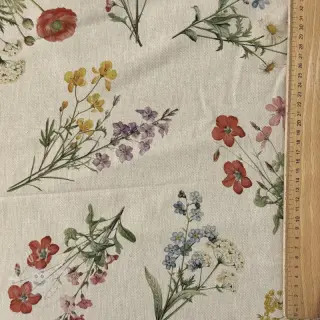 Dekostoff Linenlook Delicate Floral Field digital print