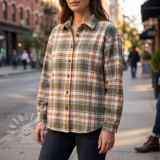 Baumwollstoff YARN DYED BRUSHED Check Mia olive