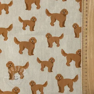 Dekostoff Linenlook Labradoodle Dog Love digital print