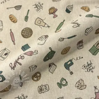 Dekostoff Linenlook premium Bake Off Doodle