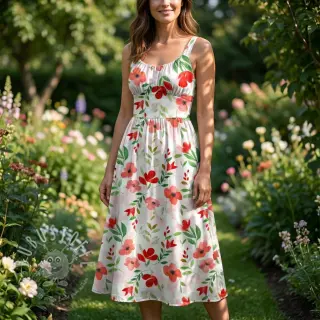 Viskosestoff RADIANCE Flowers Conie red digital print