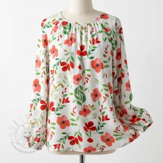 Viskosestoff RADIANCE Flowers Conie red digital print