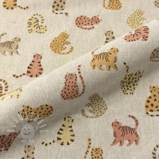 Dekostoff Linenlook premium Cute Wild Cat