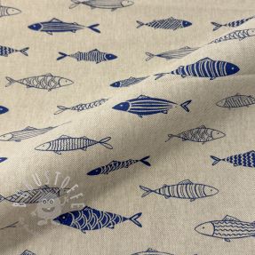 Dekostoff Linenlook premium Fish Swimming School