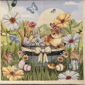 Dekostoff GOBELIN PREMIUM Floral Easter Bunny PANEL