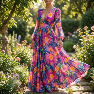 Viskosestoff SATIN Flowers Danna digital print