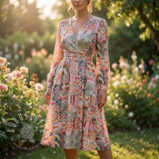 Viskosestoff ECOVERO Abstract multi digital print