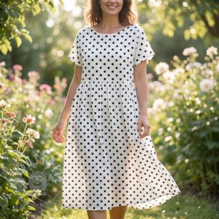 Viskosestoff RADIANCE Polka dot white