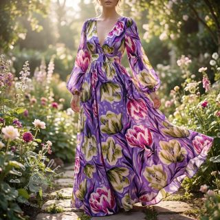 Viskosestoff ECOVERO Flowers design A digital print