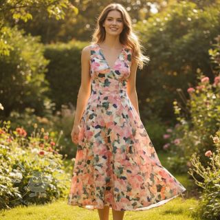 Viskosestoff SATIN Flowers Tora digital print