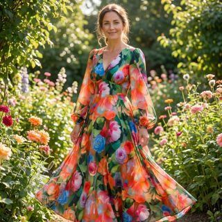 Viskosestoff RADIANCE Flower design B digital print