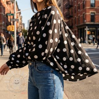 Viskosestoff RADIANCE Polka BIG dot black