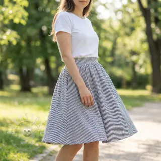 Double gauze/musselin YARN DYED Summer stripe navy
