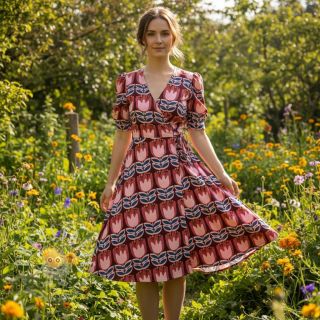 Viskosestoff ECOVERO Flowers Celia burgundy