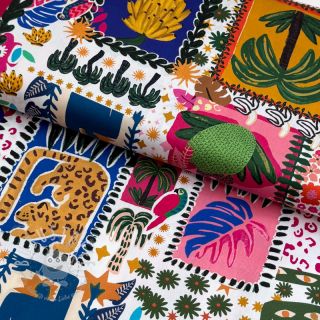 Baumwollstoff SATIN Summer patchwork digital print