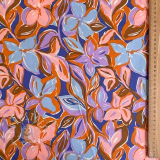 Baumwollstoff VISCOSE Flowers dark petrol